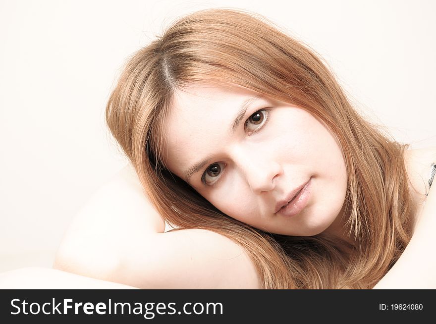 Portrait of an attractive beautiful blond woman smiling. Portrait of an attractive beautiful blond woman smiling