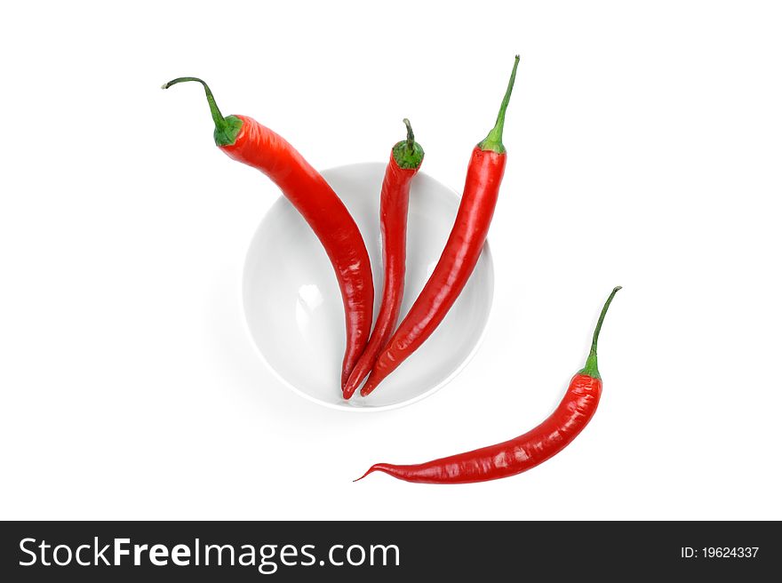 An image of red hot peppers in white bowl. An image of red hot peppers in white bowl