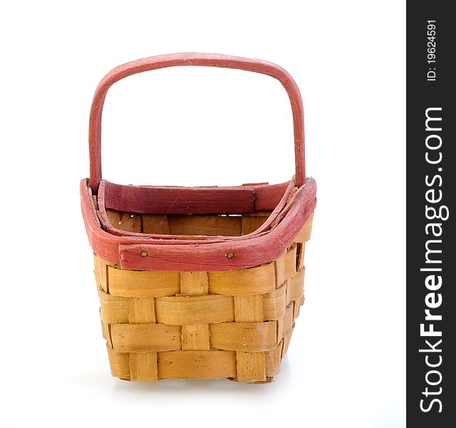 Small Wooden Basket Isolated