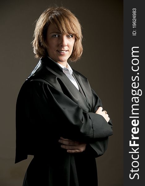 Female spanish lawyer in black robe