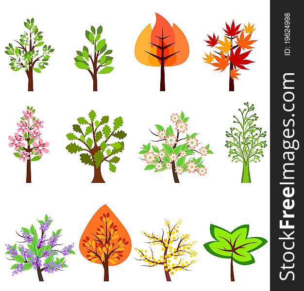 Set Of Different Beautiful Trees