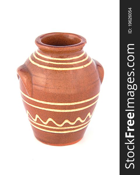 Small ceramic vase on a white background