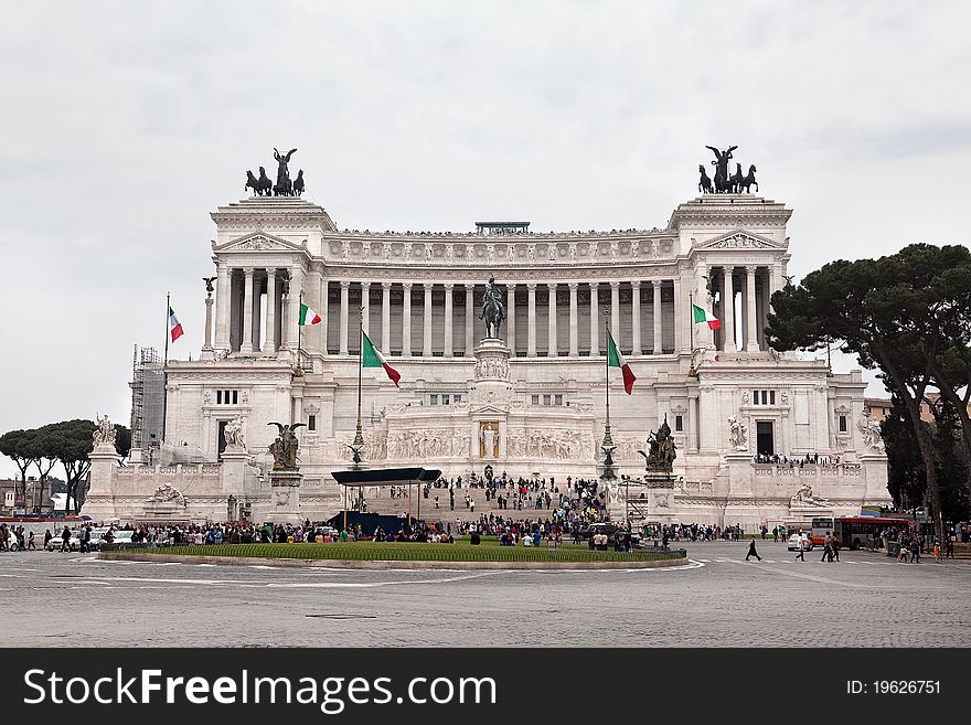 Monument on the area of Venice in Rome, Italy.