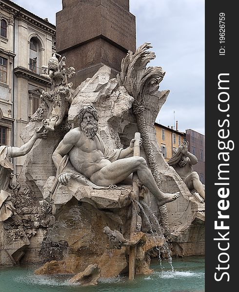 Fountain on the areas of Navona, Rome, Italy.