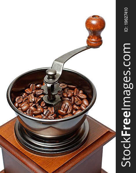 Coffee grinder with beans inside