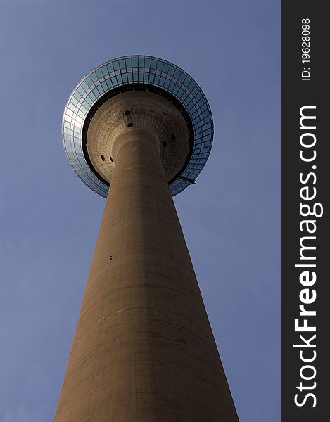 Dusseldorf rhine tv tower on a blue sky.