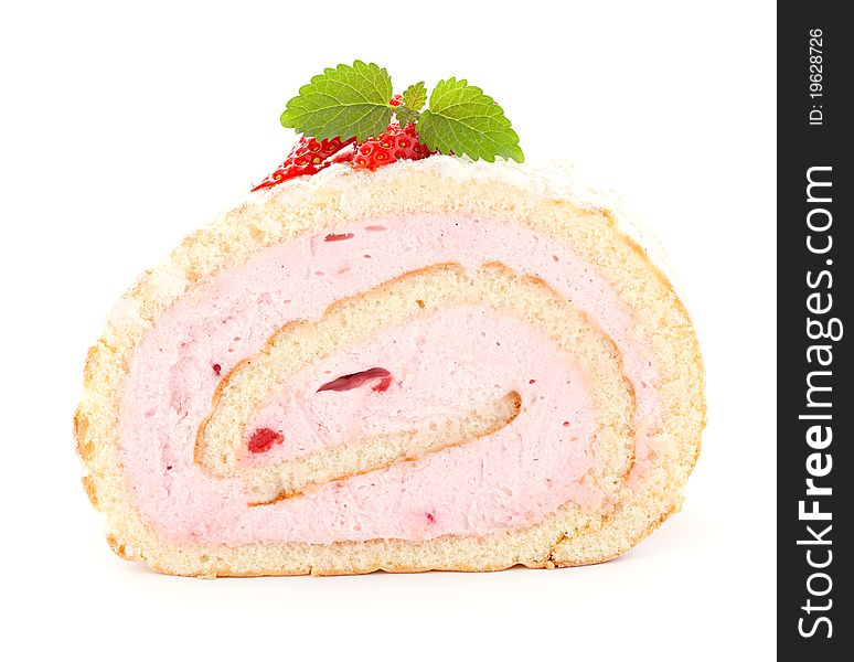 Fresh swiss roll isolated on white background