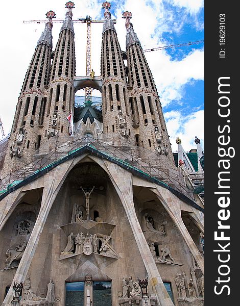 The new entry to cathedral Sagrada Familia in Barcelona. The new entry to cathedral Sagrada Familia in Barcelona