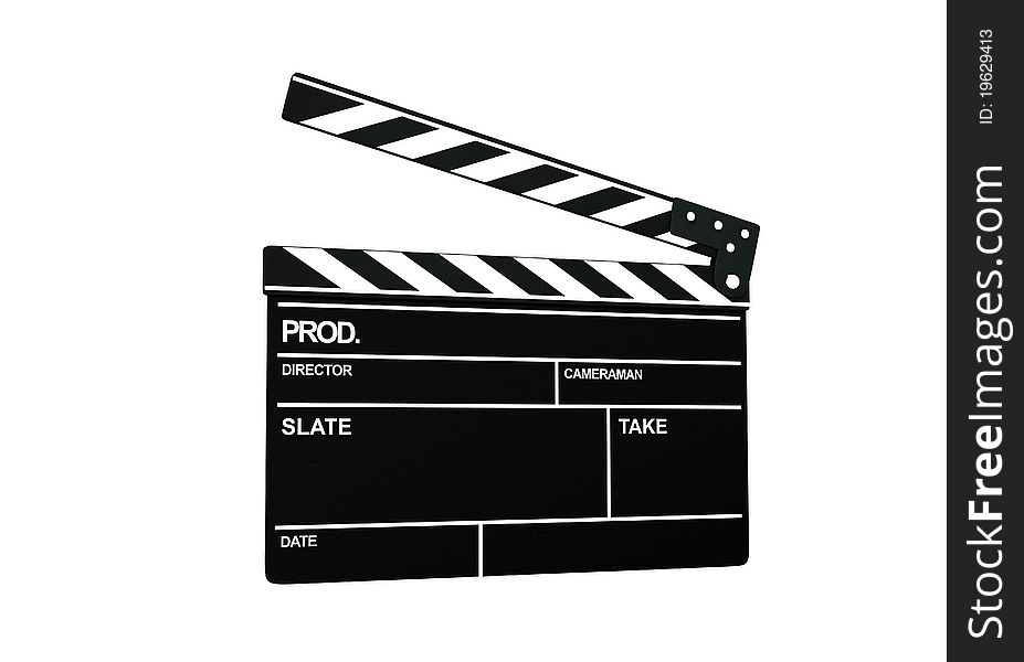 High resolution 3d render of an clapperboard isolated on white