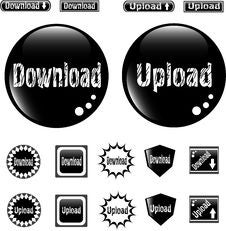 Black Web Glossy Buttons Download And Upload Sign Royalty Free Stock Photography