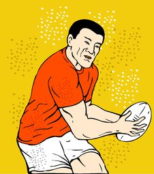 Rugby Player Running Passing Ball Stock Photography