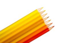 Set Of Colored Pencils, Yellow-orange Palette Stock Photography