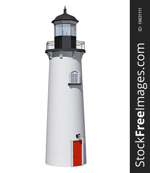 Image of traditional light house isolated on pure white background.