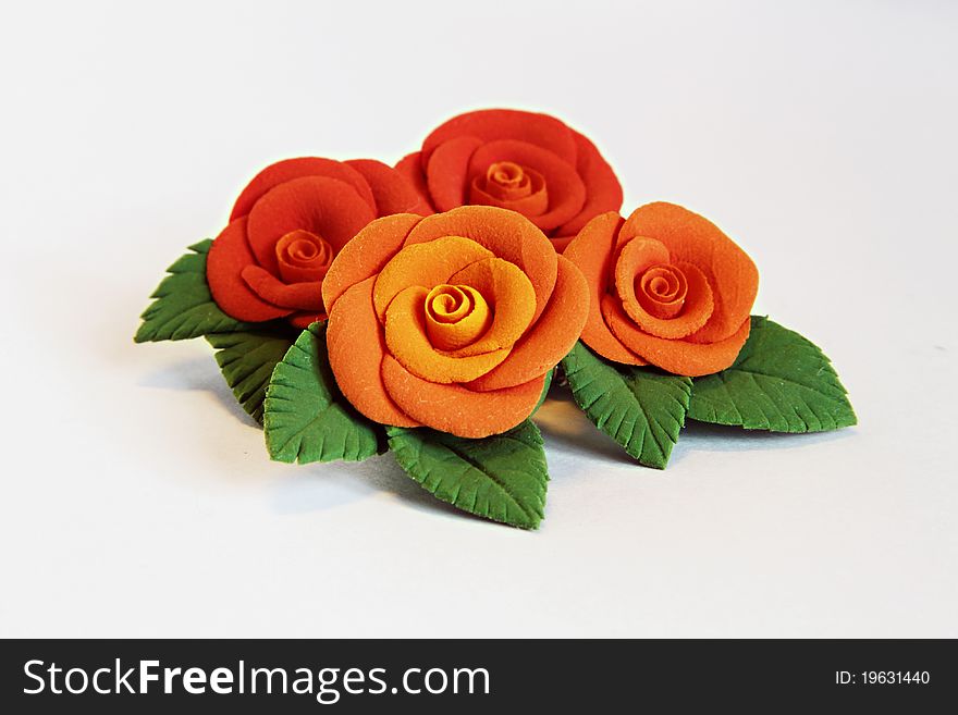 Artificial flowers (four big red roses)