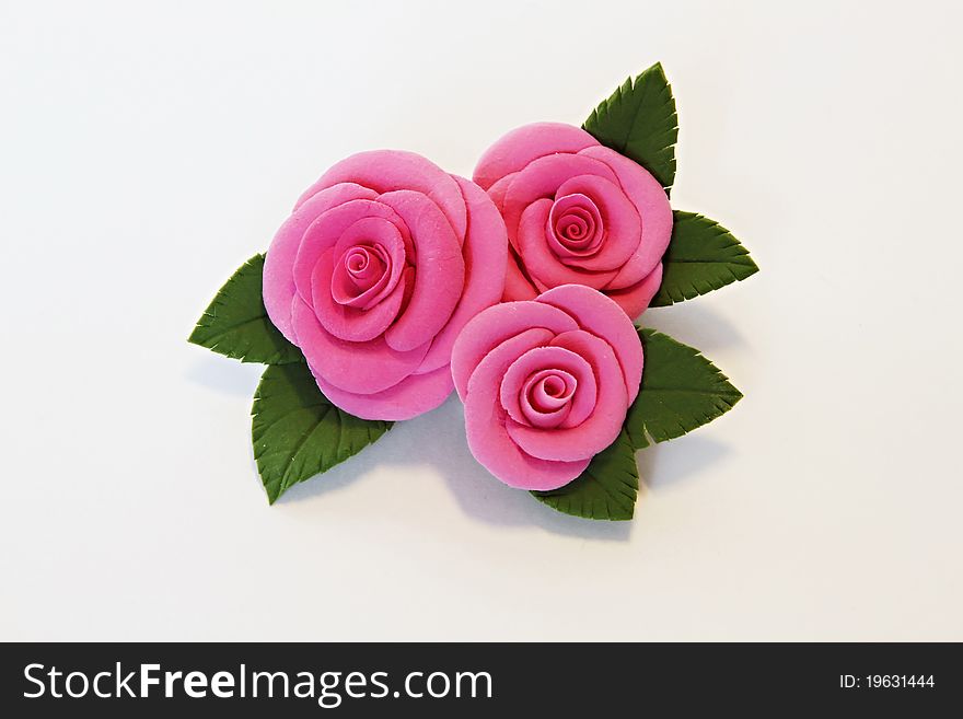 Artificial flowers (three big red roses)