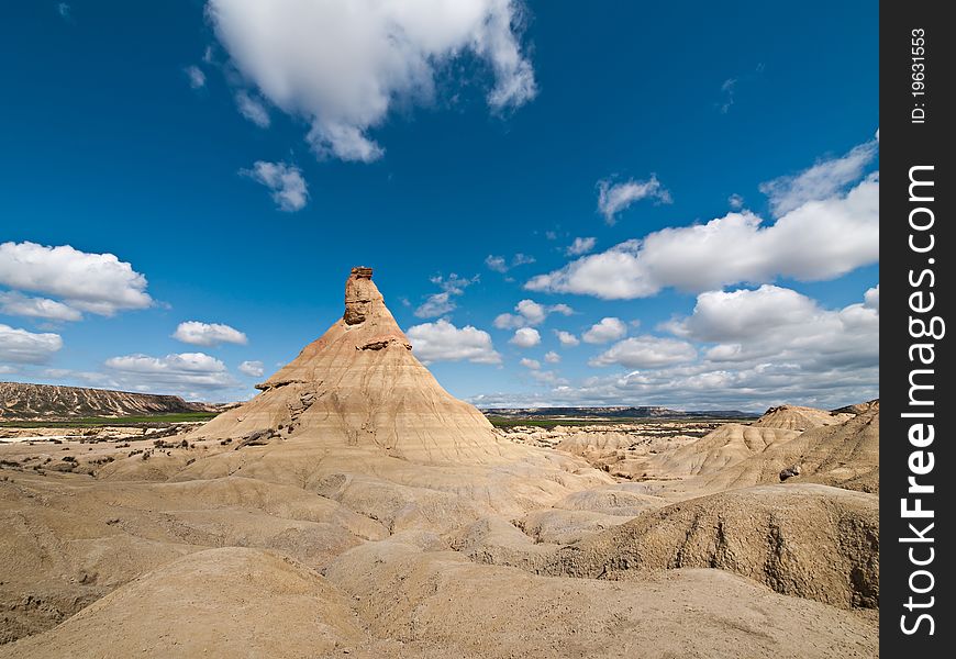 Castil de tierra, most famous landmark of Bardenas desert, in Spain