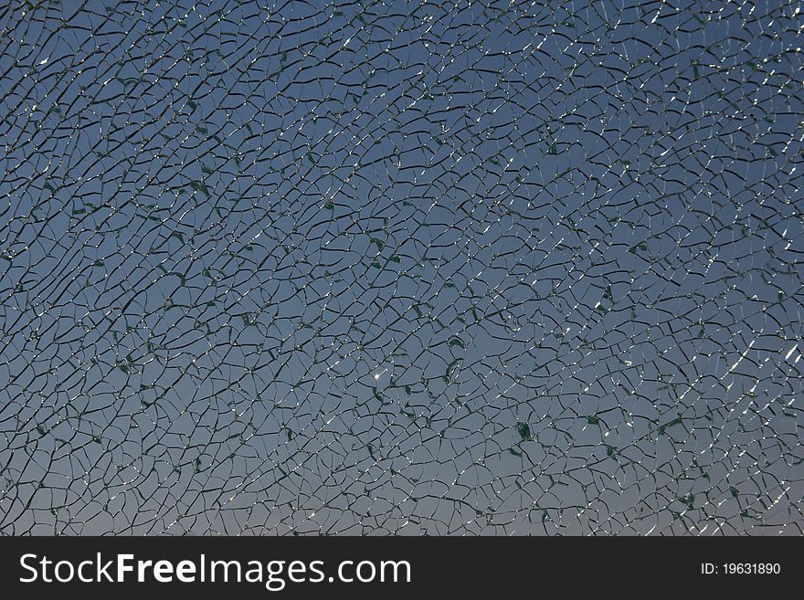 Cracks Glass Broken on blue sky
