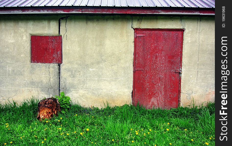 An old abandoned shed in a park