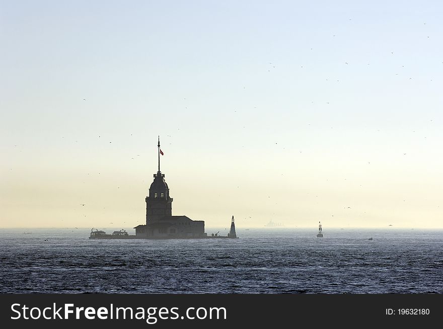 Maiden Tower at foggy day, Usküdar-Istanbul. Maiden Tower at foggy day, Usküdar-Istanbul