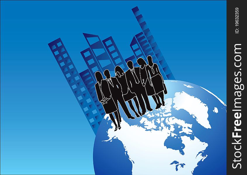 Business office women vector Illustration
men teamwork world together