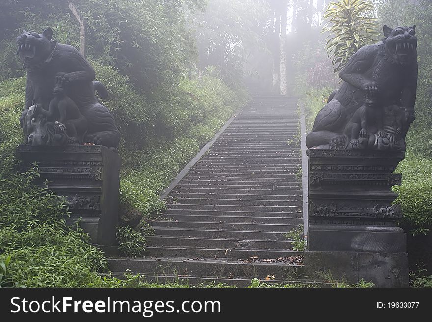 Ancient entrance to Balinese Temple. Bali island