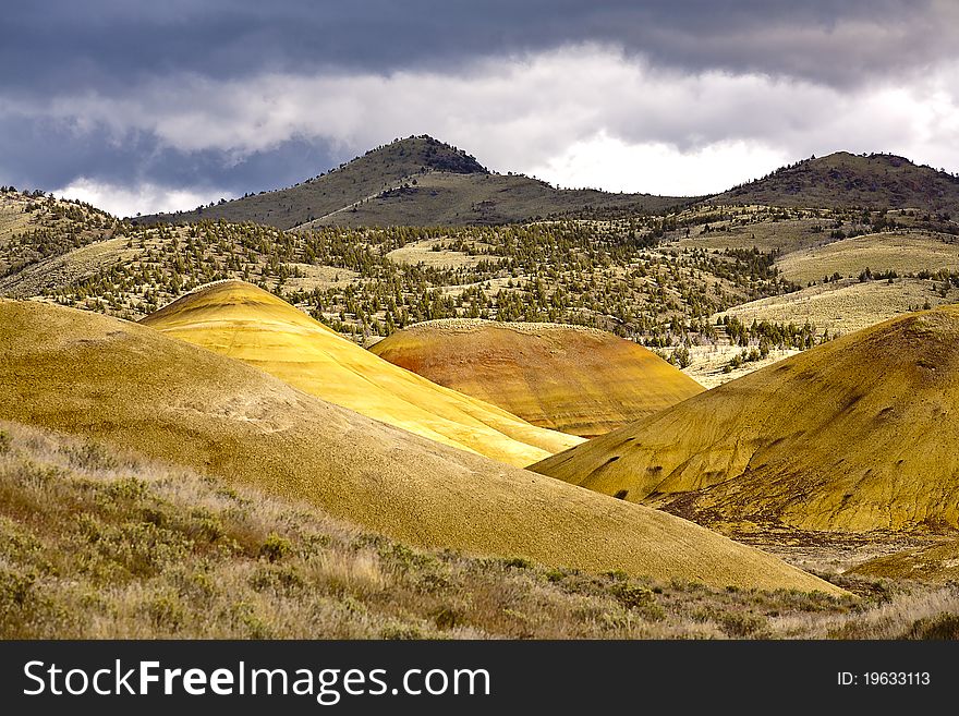The grand vista of the Painted Hills in north central Oregon. The grand vista of the Painted Hills in north central Oregon.