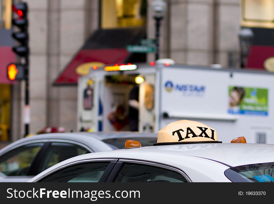 Close up on a Taxi top.