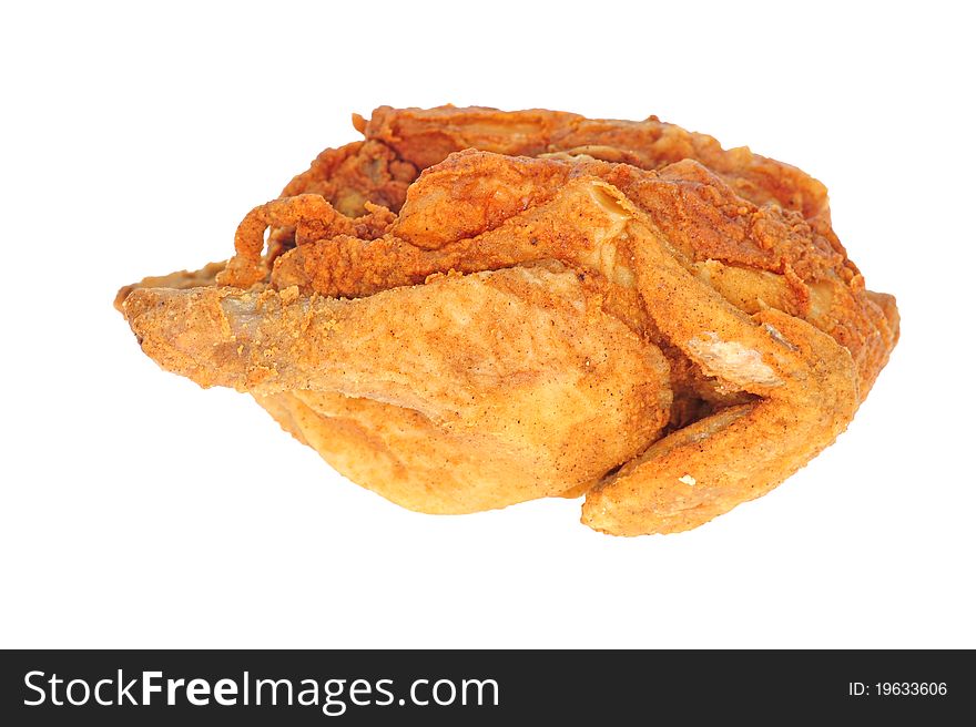 Whole Deep Fried Chicken Isolated On White Background. Whole Deep Fried Chicken Isolated On White Background