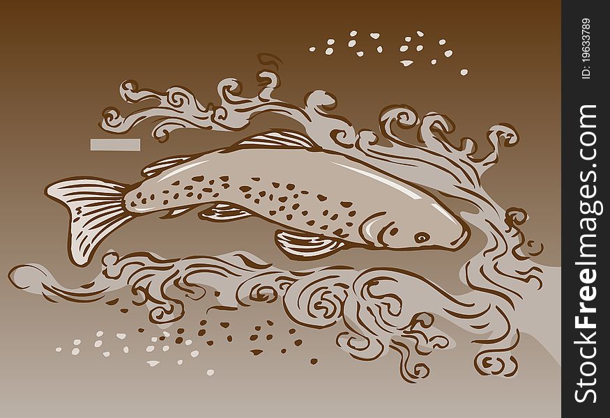 Sketch style vector illustration of a speckled trout swimming underwater. Sketch style vector illustration of a speckled trout swimming underwater