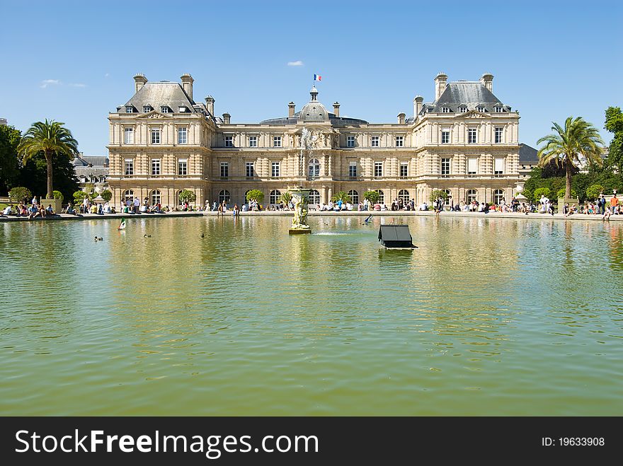 Luxembourg Palace and octagonal basin. The Jardin du Luxembourg is the second largest public park in Paris, France. The park is the garden of the French Senate.