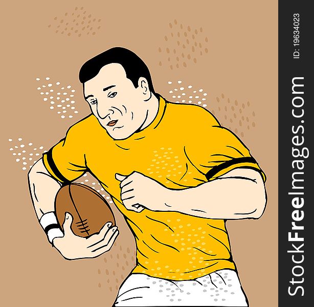 Rugby Player Running With Ball