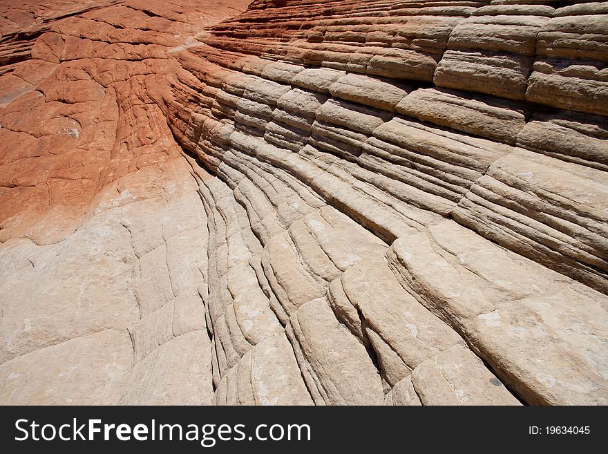 Abstract view of layers in Petrified Sand Dunes in Snow Canyon State Park in Utah