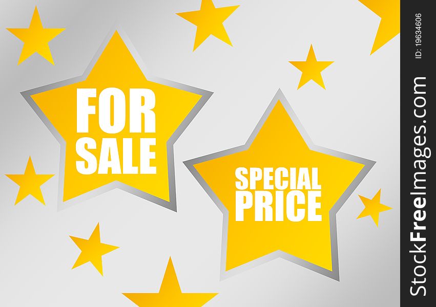 Yellow stars for sale and special price with silver edge over stars background