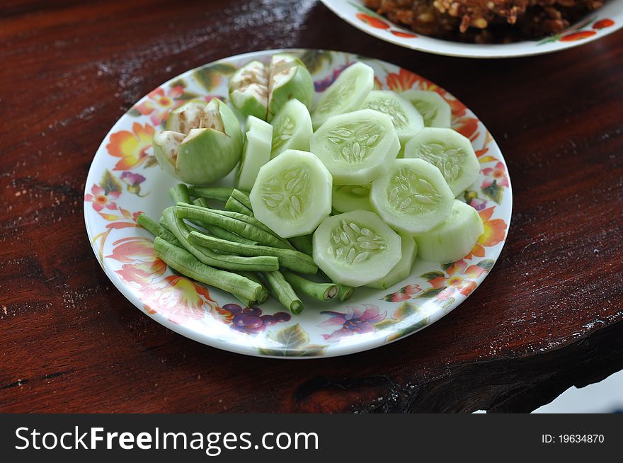 Cucumber Green Bean Eggplant Dish