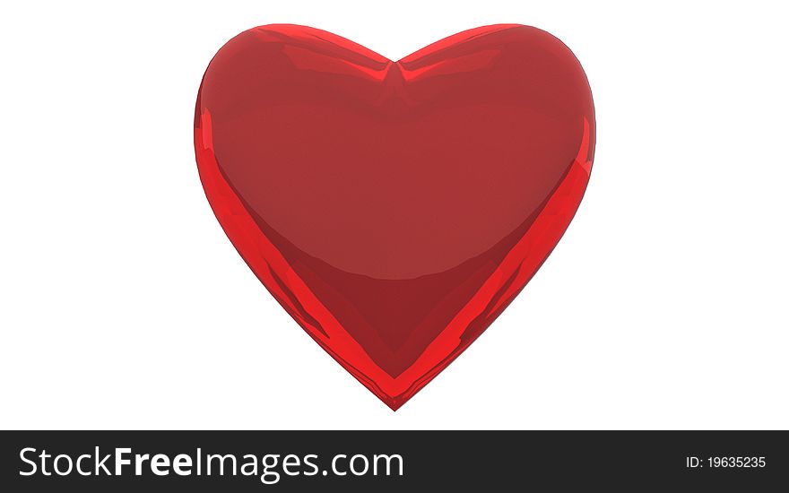 Diamond red heart on a white background