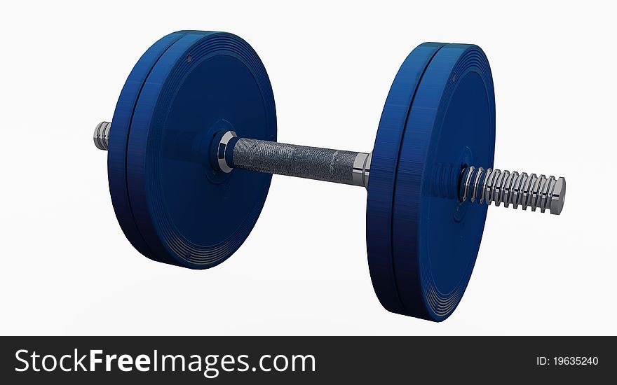 Chrome dumbbell with blue discs