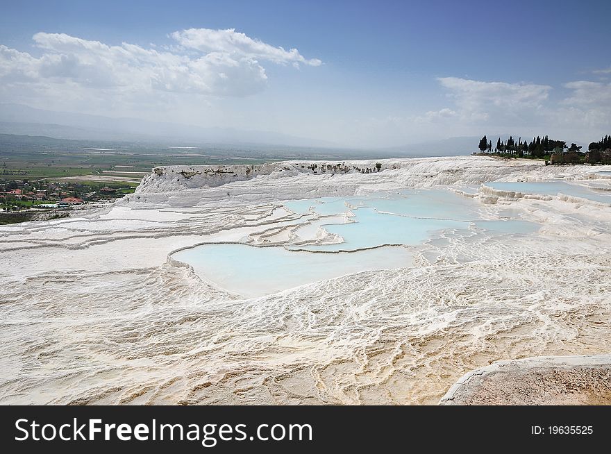 Pools made with calcium rich water in Pamukkale - Turkey