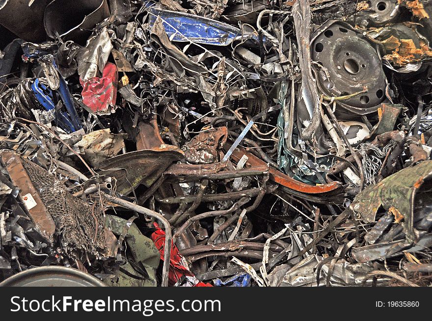 Diverse scrap metal with large iron parts. Diverse scrap metal with large iron parts