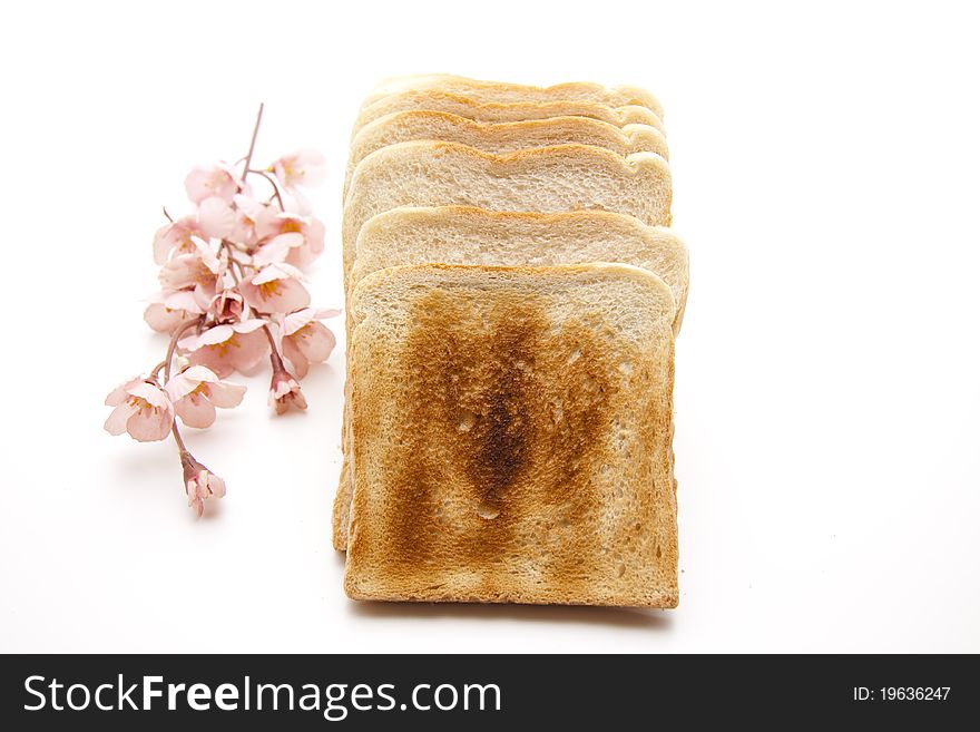 Toast brown baked and with flowering branch