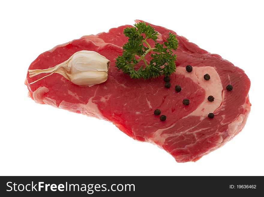 Steak, high class meat from beef against white background