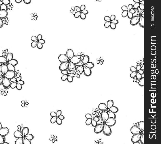 Pattern created from hand drawn flowers. Pattern created from hand drawn flowers
