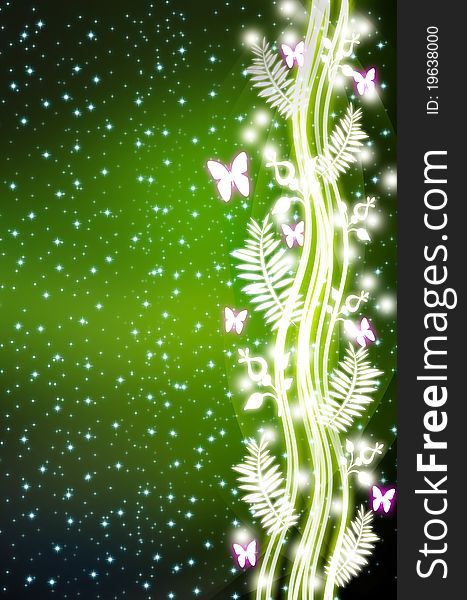 Abstract butterfly flower light background