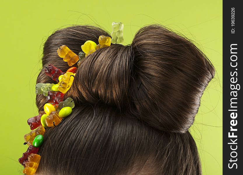 Beauty hairstyle with color candy. Beauty hairstyle with color candy