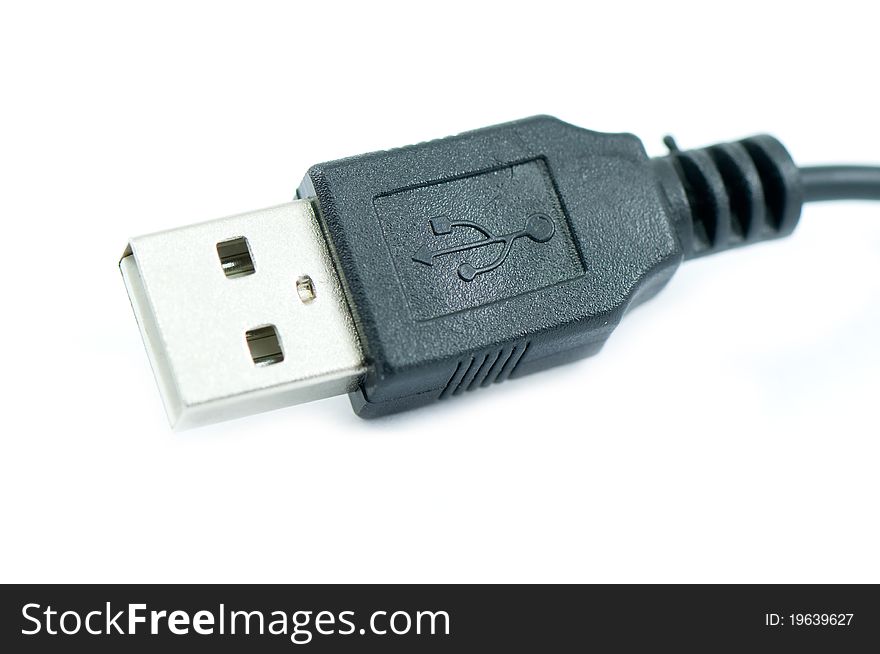 USB line isolated on white close up. USB line isolated on white close up