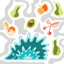 Hedgehog With Fruits Stock Images Hedgehog With Fruits Stock Images