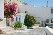 Colorful Old Street In Fira, Santorini Stock Image