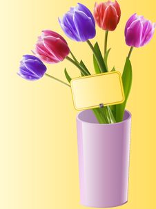 Tulips In A Pink Vase With Gift Card Stock Images Tulips In A Pink Vase With Gift Card Stock Images