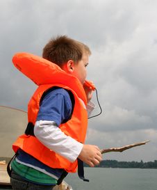 Boy In Life Vest Blowing A Whistle Stock Image Boy In Life Vest Blowing A Whistle Stock Image