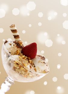 Ice Cream With Nuts And Strawberry Stock Photography Ice Cream With Nuts And Strawberry Stock Photography