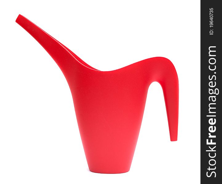 Red Watering Can- Tilted on White